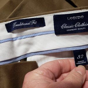 Men's pants 32 x 31, Land's End, pleated, cuffed, brown